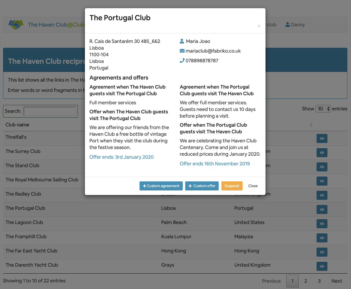Links list with detail