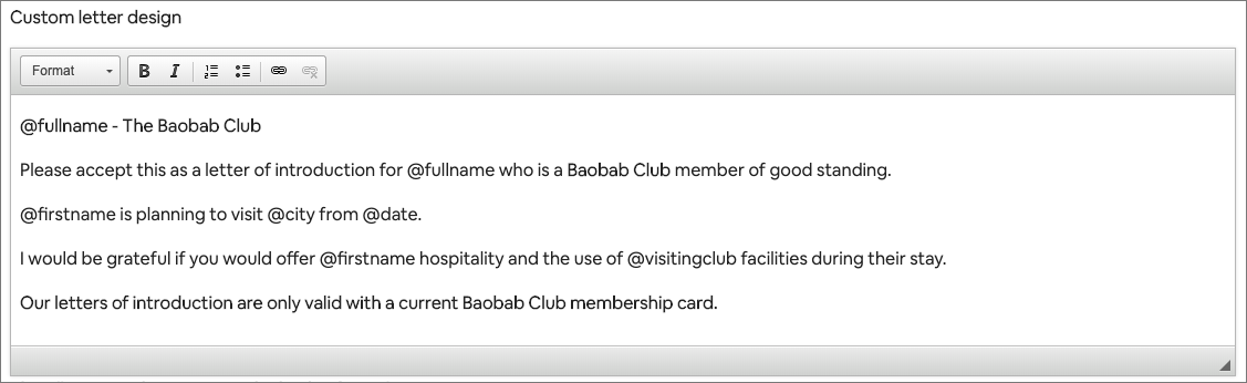 Letter entered on form