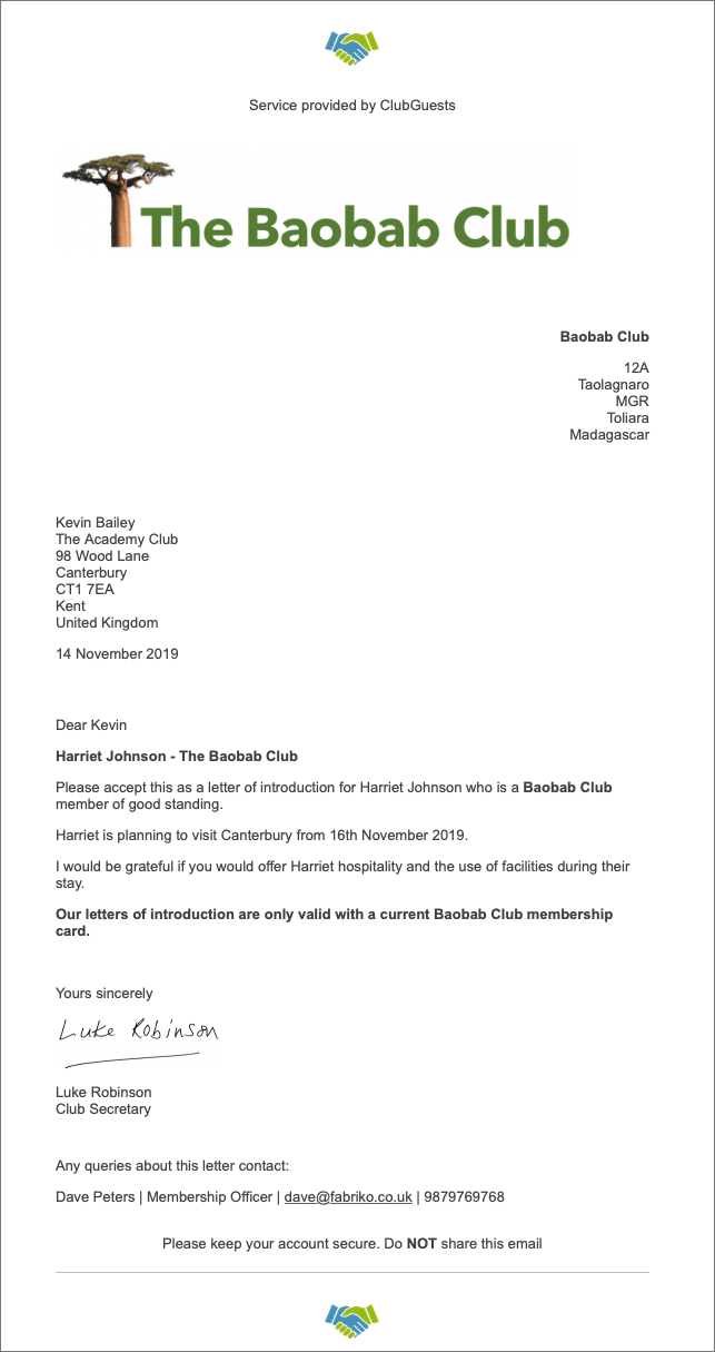 Letter of Introduction